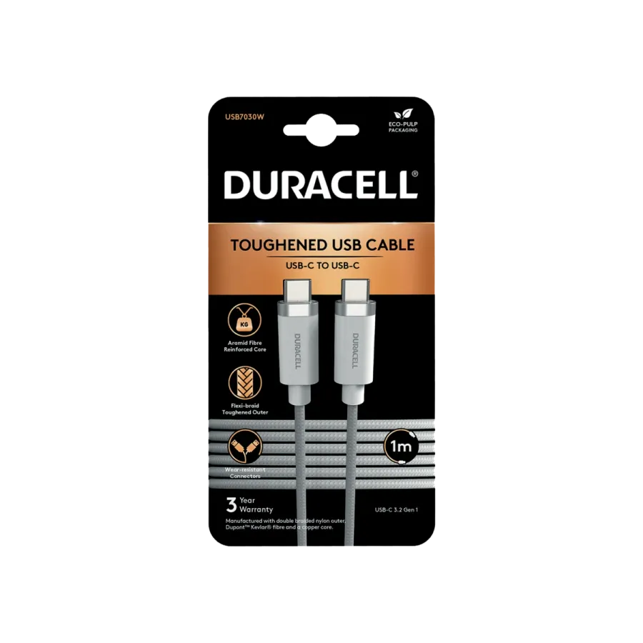 DURACELL 1M LIGHTNING CABLE BLACK C-C Şarj Kabloları