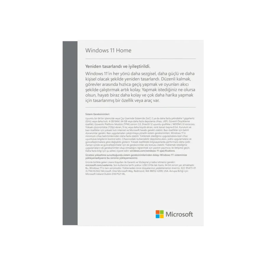 Windows 11 Home OEM 64Bit Türkçe Bilgisayar Çevre Birimleri