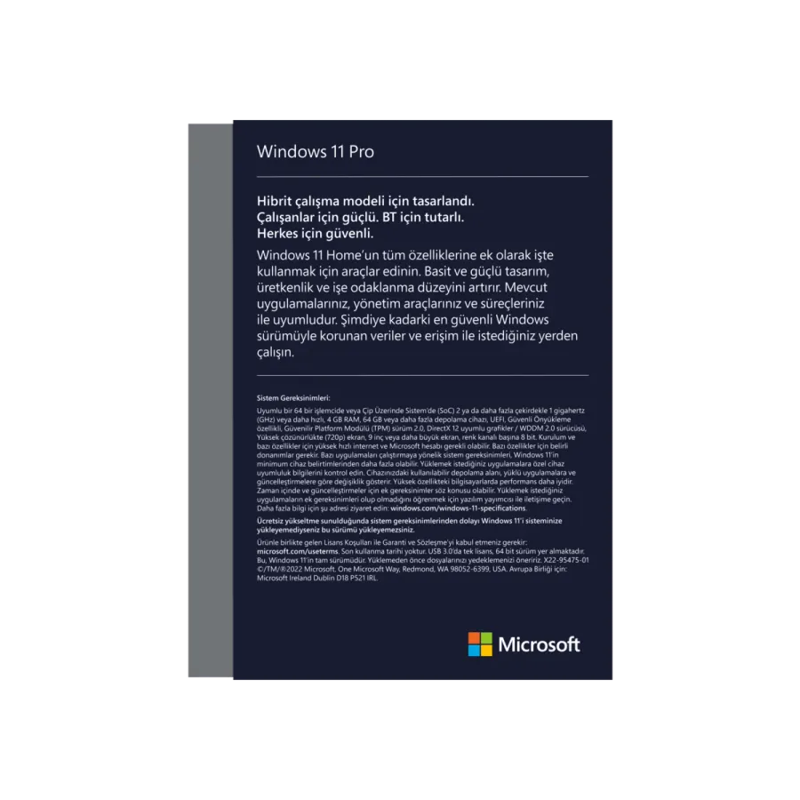 Windows 11 Pro OEM 64Bit Türkçe Bilgisayar Çevre Birimleri